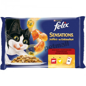 Паучове PURINA® FELIX® Sensations MIX за котки в зряла възраст  4 бр. х 85гр, пилешко и говеждо